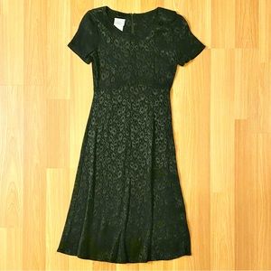 Vintage 90s Laura Ashley shiny black floral maxi dress